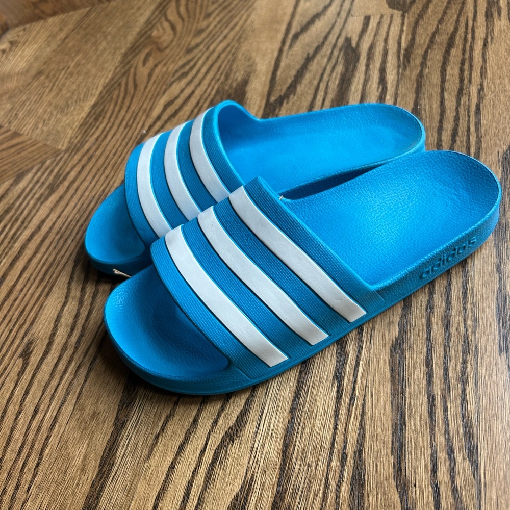 Adidas Aqua and White Slide Sandals - Picture 3 of 5